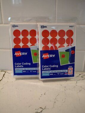 Avery Red Color Coding Labels 3/4" Round 2016 Labels 2 Packs Unused
